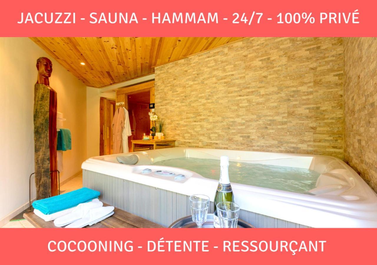 Sauna - Jacuzzi - 100% Prive - L'Estantada Linxe エクステリア 写真